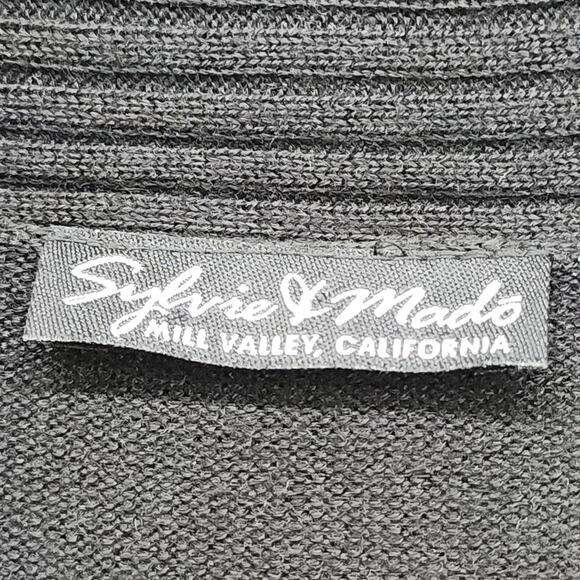 Vintage Y2K Sylvie & Mado Sweater Womens S Black Sleeveless Open Front Waterfall - Picture 3 of 9